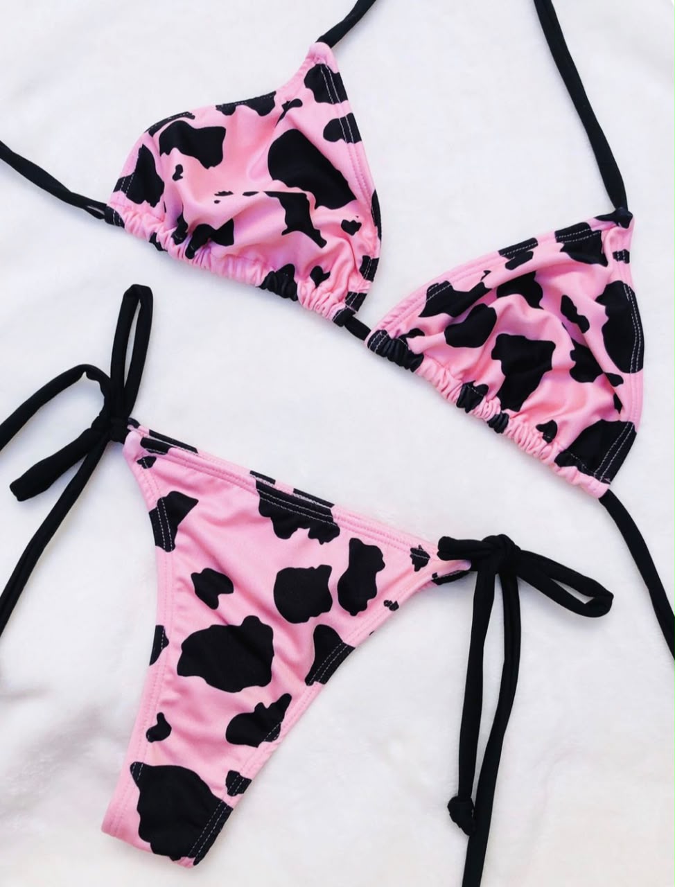 Cow Print String Bikini Set